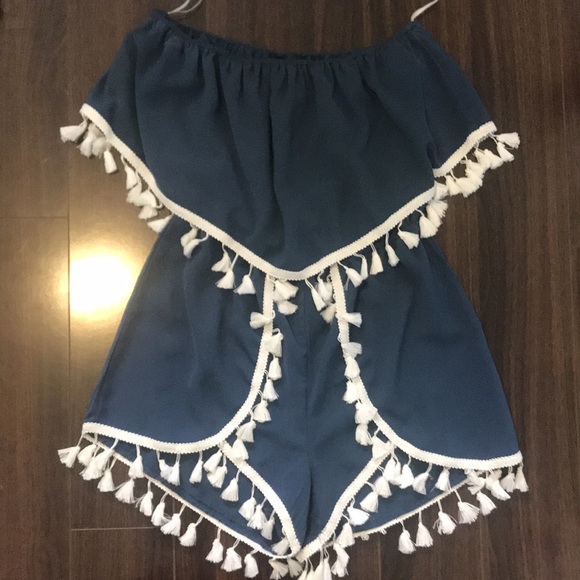 Boho Summer off the shoulder Romper - Picture 2 of 3